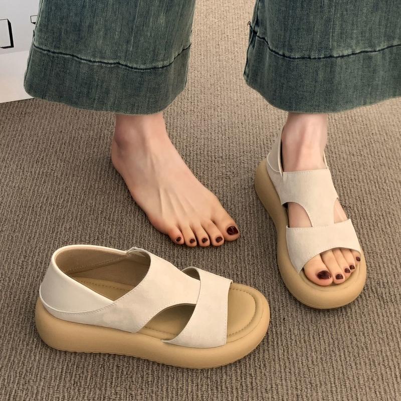 Thick Platform Roman Sandals Women Summer Soft Soles Slides Two-Wear Slippers Skirt Matching Shoes