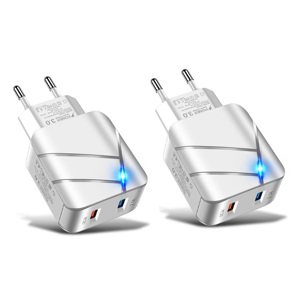 Dual USB Qc3.0 2.1a Multi Port Fast Charging Mobile Phone Charger Dual Port American Standard European Standard Fast Charging