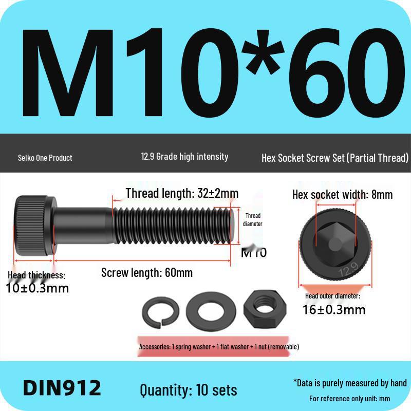 12.9 High Strength Socket Head Cap Screw and Nut Set M8-M16.