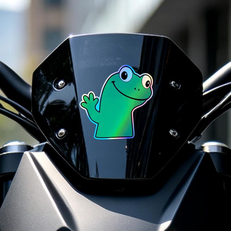 1Pcs Holographic Wave Lizard Vinyl Decal, Rainbow Waterproof For Rear Window, Helmet & Laptop Decor