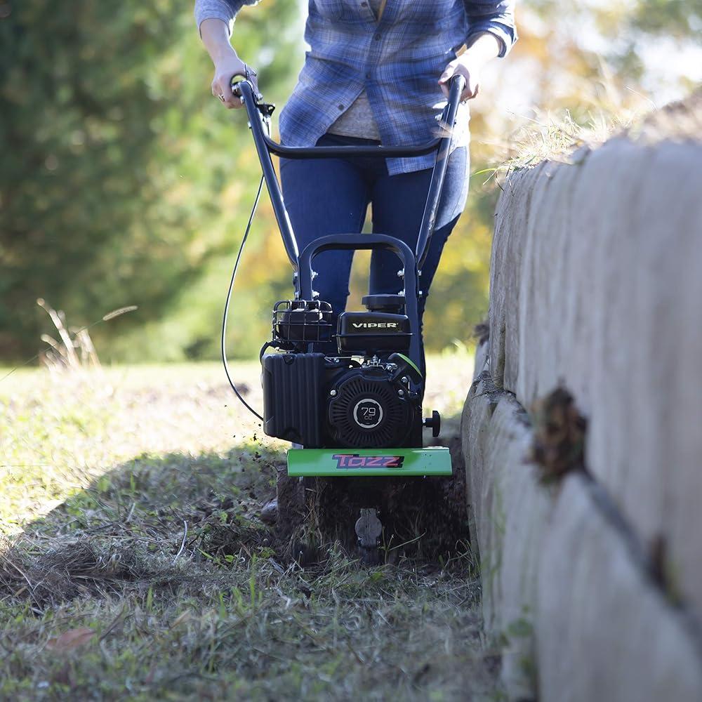 2-in-1 Gas Powered Front Tine Tiller Cultivator 79cc Engine Gear Drive Durable Steel Tines Adjustable Depth Lightweight Design