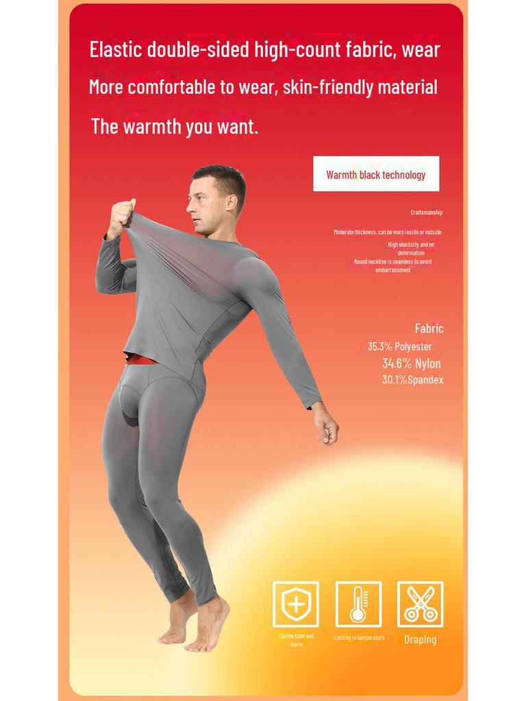 Men's Seamless Thermal Long-Sleeve Shirt for Autumn & Winter