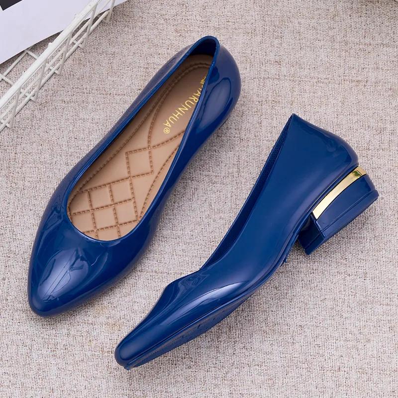  Women Cute Sweet Transparent Waterproof High Quality Black Rain Shoes Lady Classic Street Pumps Zapatos De Mujer A1558