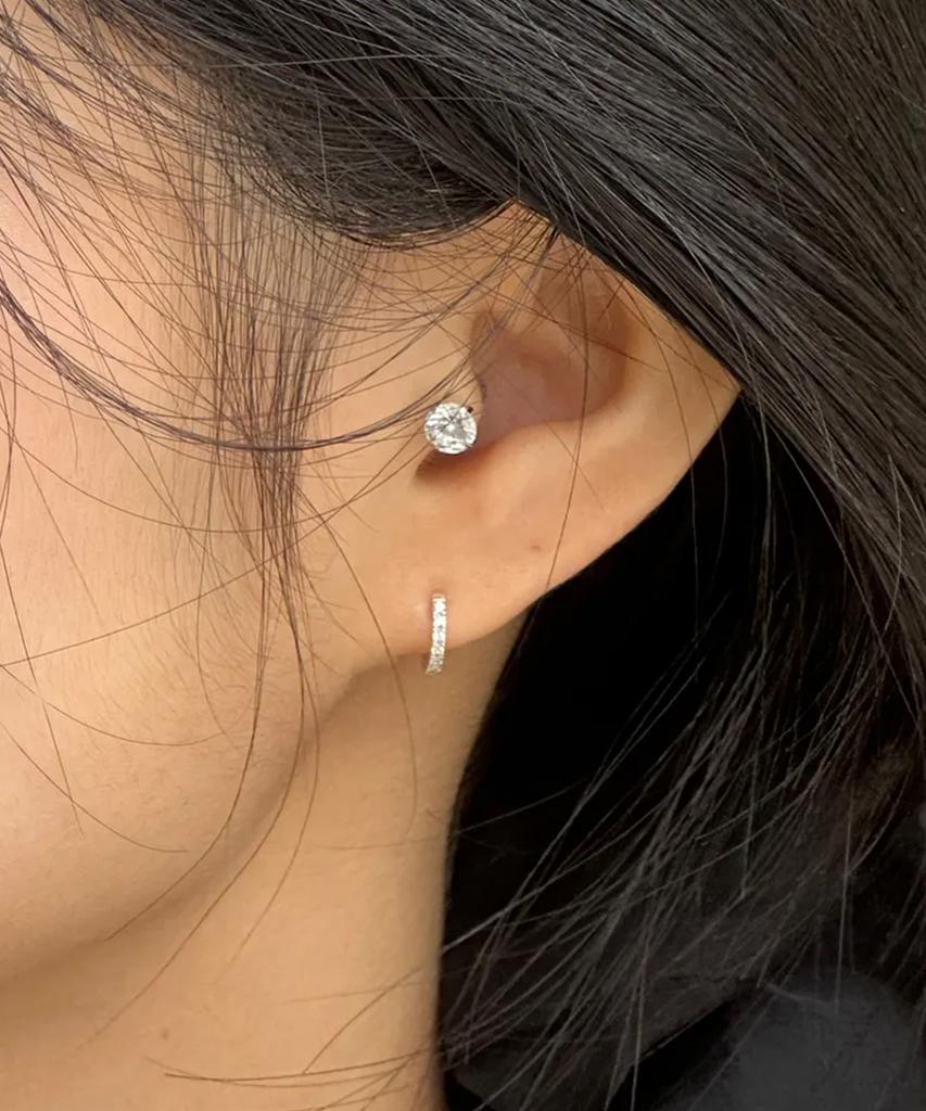 Iamj [925 Silver] 1.6 Basic Cubic Ring Earrings (3 Types)