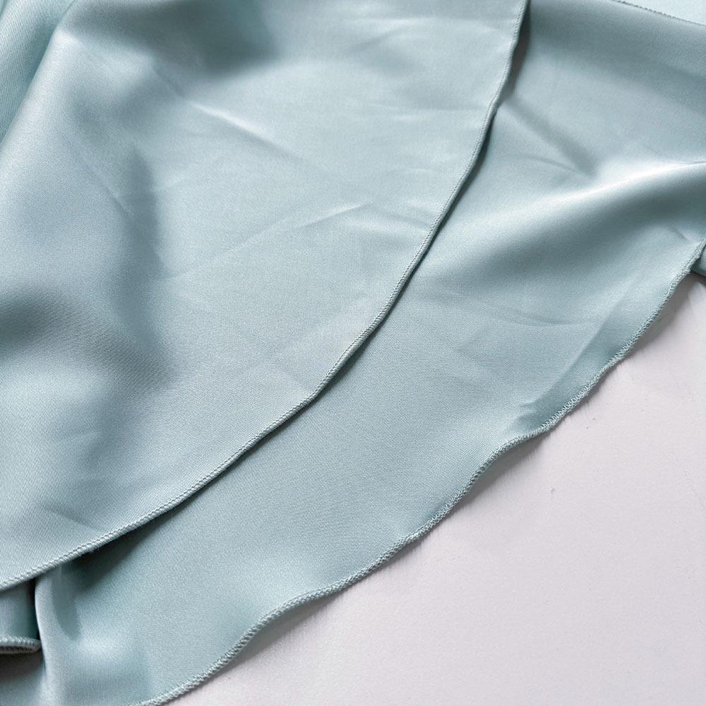 European & American Party Satin Bell Sleeve V-neck Waist-Cinching Short Dress