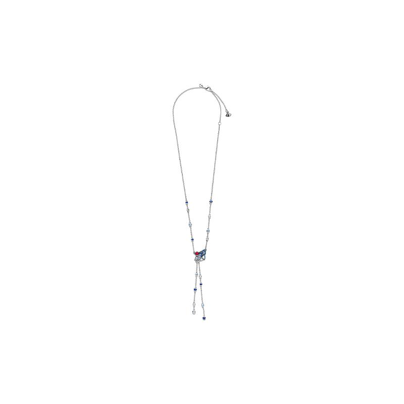 Pandora Limited Edition Fan Y Shape 925 Silver Necklace Women's Blue 398183SRUMX