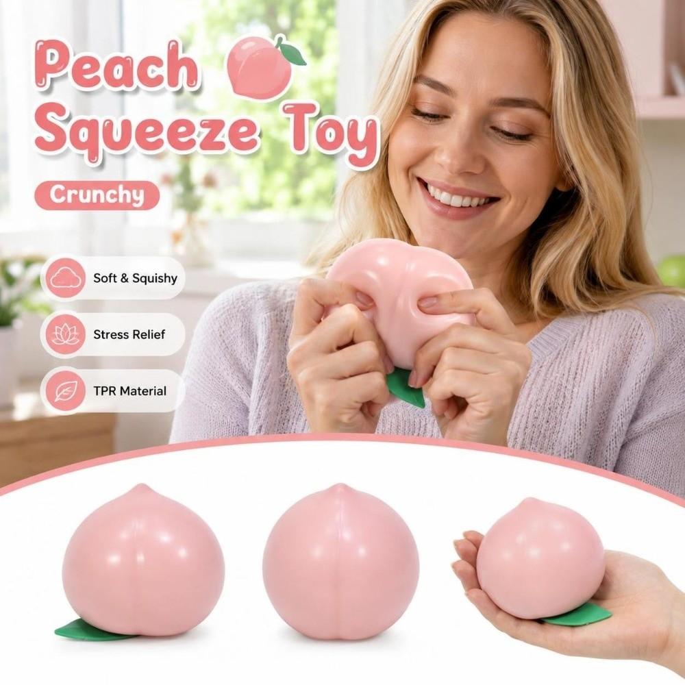 Crunchy Peach Squeeze Toy Building Blocks TPR Fidget Toy Realistic Fruits Pinch Office Desk Toy