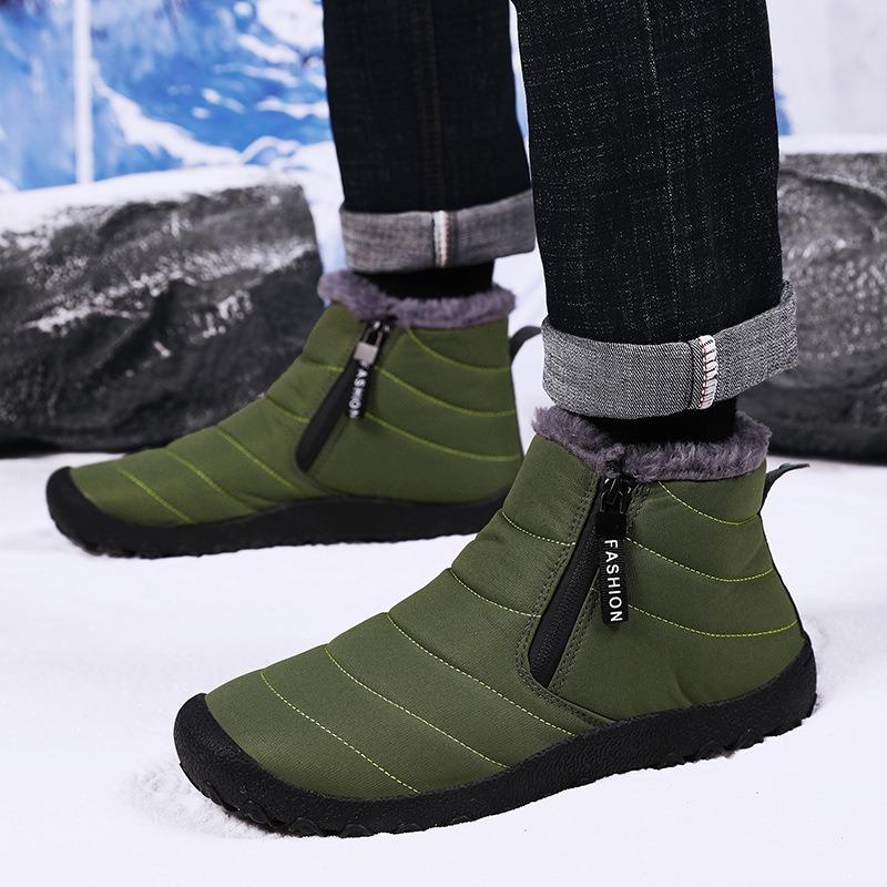 Autumn and winter large size couple velvet snow boots men's warm outdoor cotton boots waterproof winter cotton shoes men's cold sticky shoes