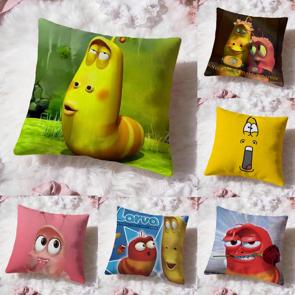 Cute L-LarvaS Cushion Cover Premium Comfort Reversible Pillow Cove -Two in One Design for Any Room & Car Interior