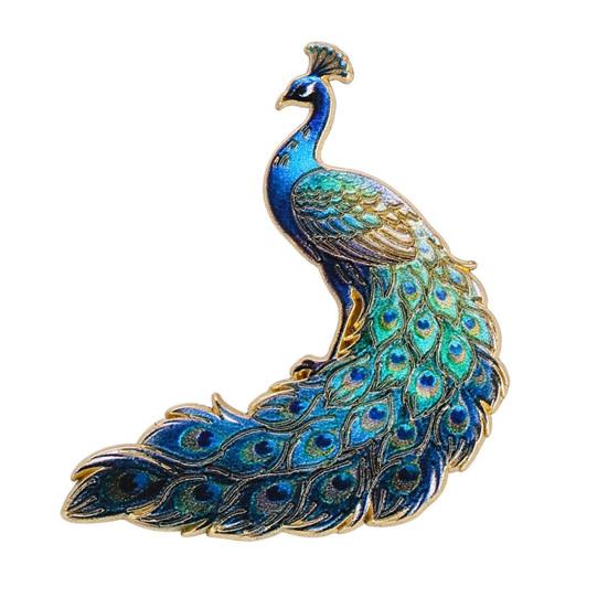 Brooch Pin Gradient Color UV Printing Peacock Shape Zinc Alloy Pin Suits Coats Sweaters Badge Versatile Accessories