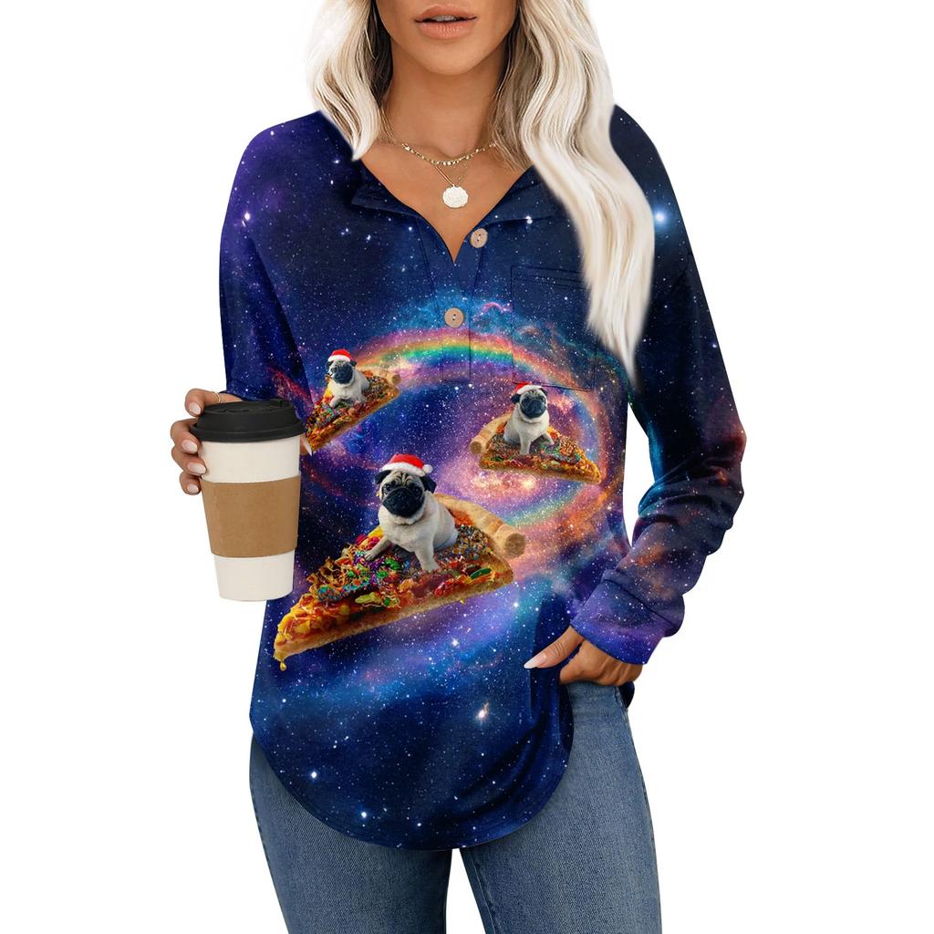 Women's Retro Printed Fashionable Long-sleeved Top