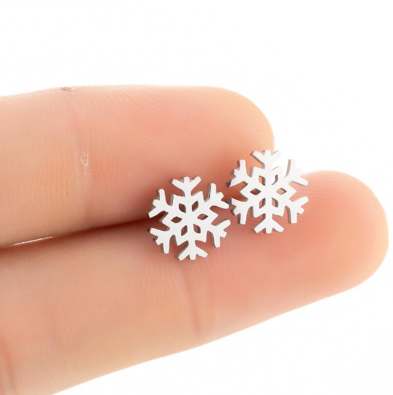 Edelstahl Weihnachts Schneeflocke Ausstanzung Blume Baum Ohrstecker