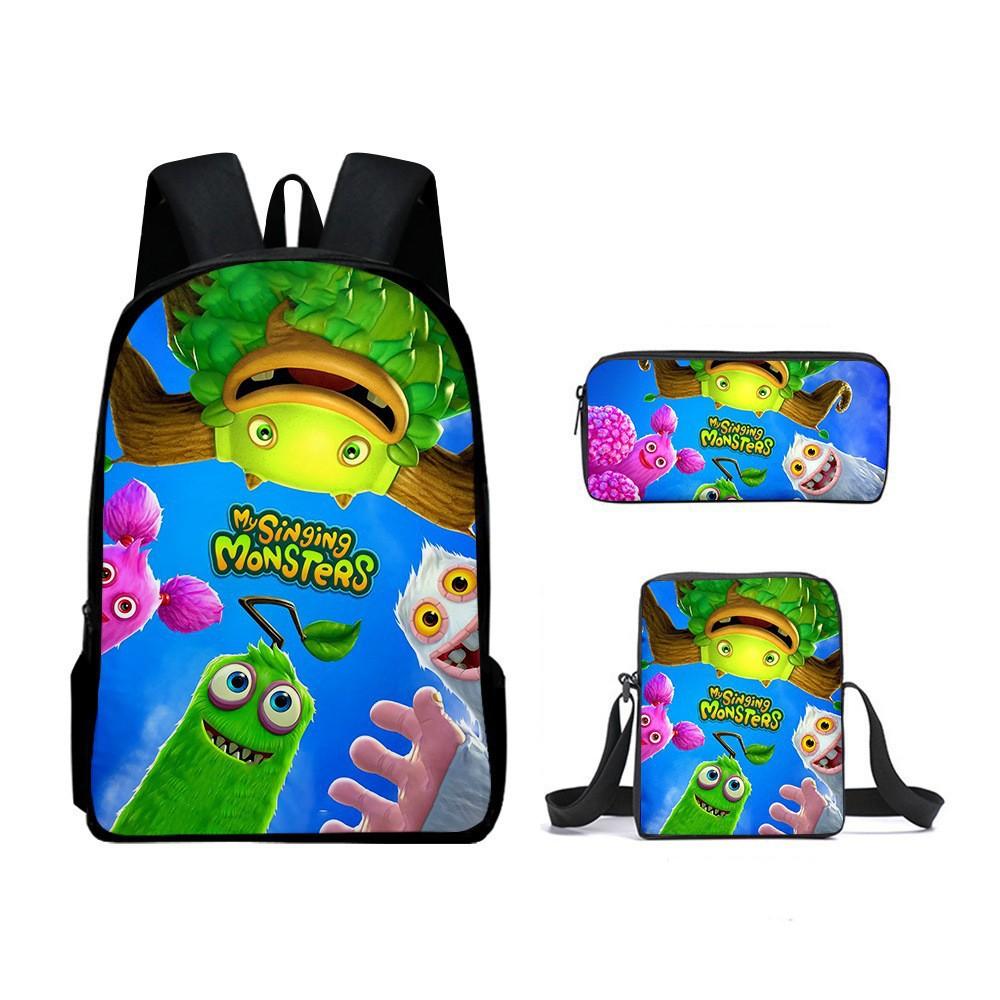 Monster Music Schoolbag Trendy Backpack European and American Retro Schoolbag Third Grade~ Fourth Grade Bag