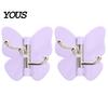 Hair Tie Holder Hook Rotating Butterfly Adhesive Wall Hooks, 3-Prong No-Drill Swivel Hangers, with Key Adjustable Angle Space-Saving Hook, for
