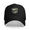 ISLE OF Unisex MOTORRADRENNEN KLASSISCHE BASEBALLKAPPE SCHWARZ MIT WEISSEN BORDEN UND VINTAGE FAHRRAD LOGO DESIGN FÜR Unisex UND Frauen