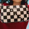 COACH Nolita 19 checkerboard print coated canvas and recycled leather underarm bag shoulder tote small women's black