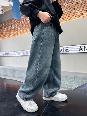 Boys' 2025 Spring/Autumn Straight Leg Wide Jeans