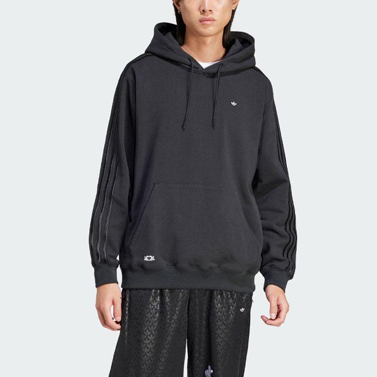 adidas Originals X Mickey Mouse Appliqué Hoodie With Cartoon Print Back Men Hoodie Black IY2274