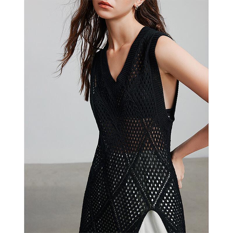 Women's Linen-Blend Knit Maxi Dress with Slit & Cutout