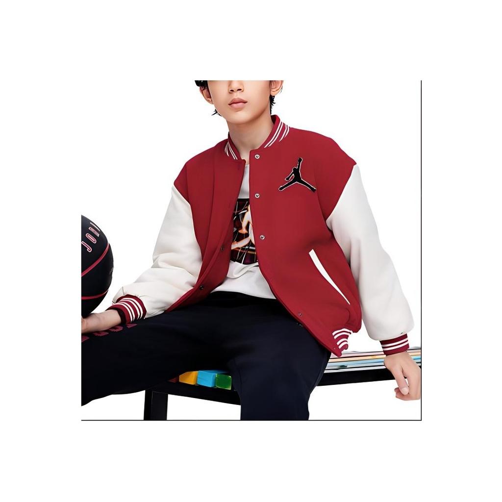 Jordan Fashionable Color Block Logo Printed Long Sleeve Cotton Jacket Kids Jackets Jester-Red JD2342020GS-002