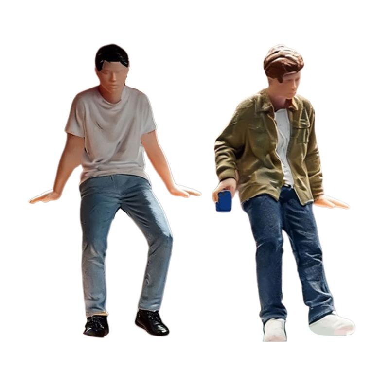 1/64 Scale Miniature Resin Sitting People Figurine Handcrafted With Detailed Painting For Home Decors And Model Displays