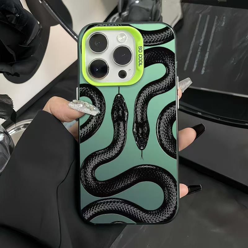 Husă de telefon Stil European & American Șerpi Dubli Negri pentru iPhone 12/13/14/15 Pro Max/16