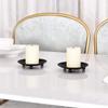 Round Iron Candle Holder Black Festival Candlestick Holder Simple Pillar Metal Plate  Wedding Party