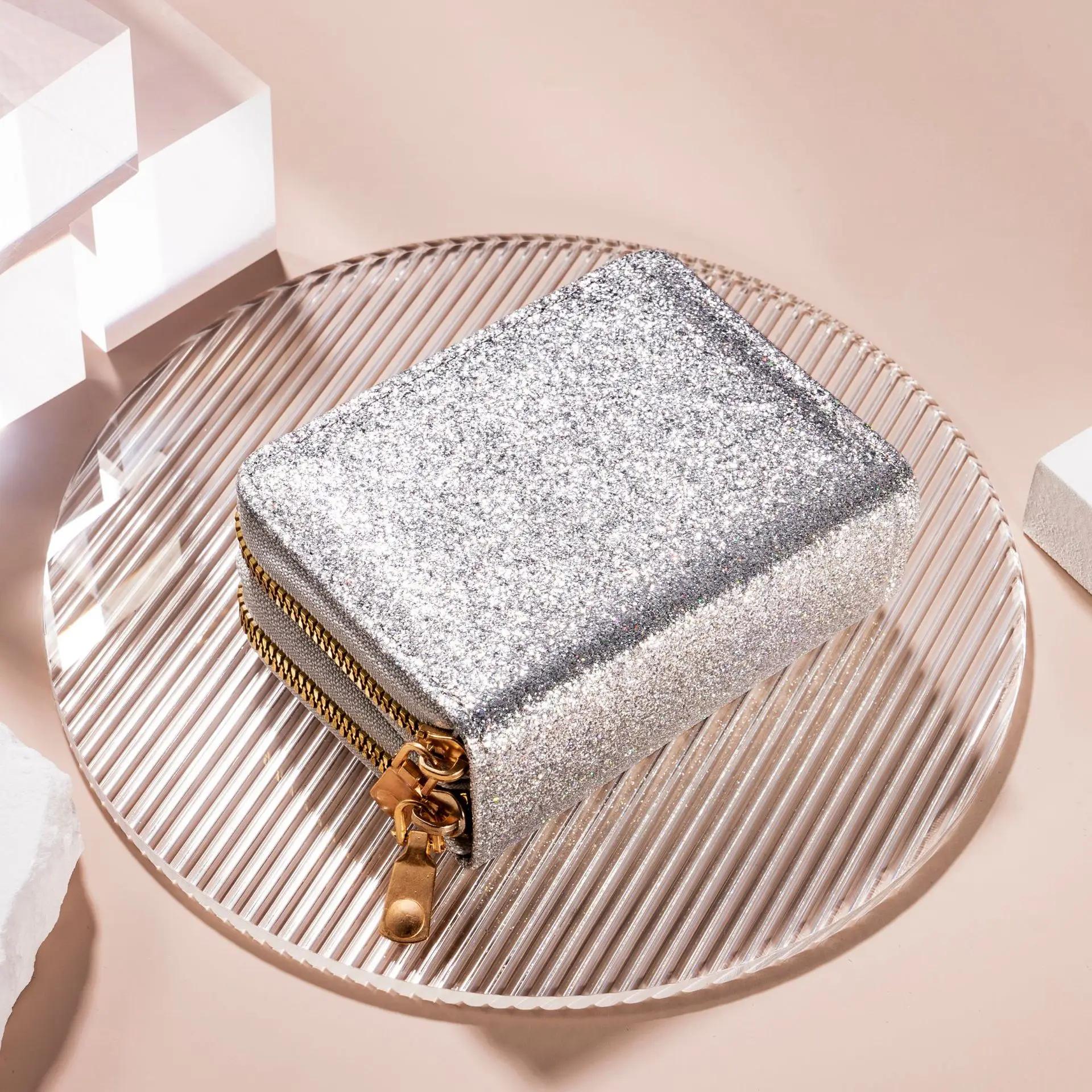 

Fashion Leather Wallet for Women Large Capacity Double Zipper Card Holder Wallet Multi-card Slot Bank Card ID Bag Clutch Purse срібний