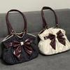 Chic puntíkovaná taška Tote Casual do práce Vintage dámské kabelky Taška přes rameno Univerzální Velká kapacita Puntíkovaný design Mašlička Sladká taška