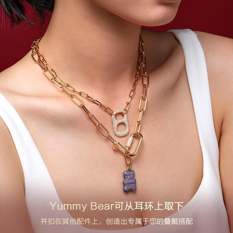APM Monaco earrings YUMMY Series [Romantic Confession] 40th Anniversary Bear Hoop Design Earrings, Light Rose purple two-color single F Endless love