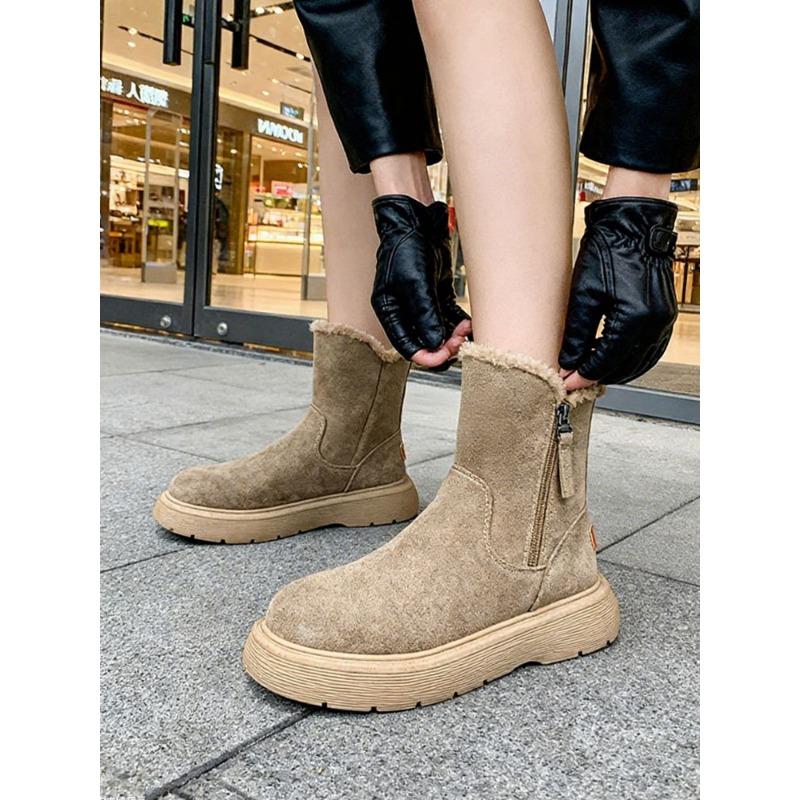 

Женские зимние теплые меховые ботинки на мягкой подошве среднего большого размера, ботильоны до щиколотки с подкладкой, нескользящие, для пешего туризма, спортивные, хлопковые ботинки, ботинки Мартин 40 бежевый