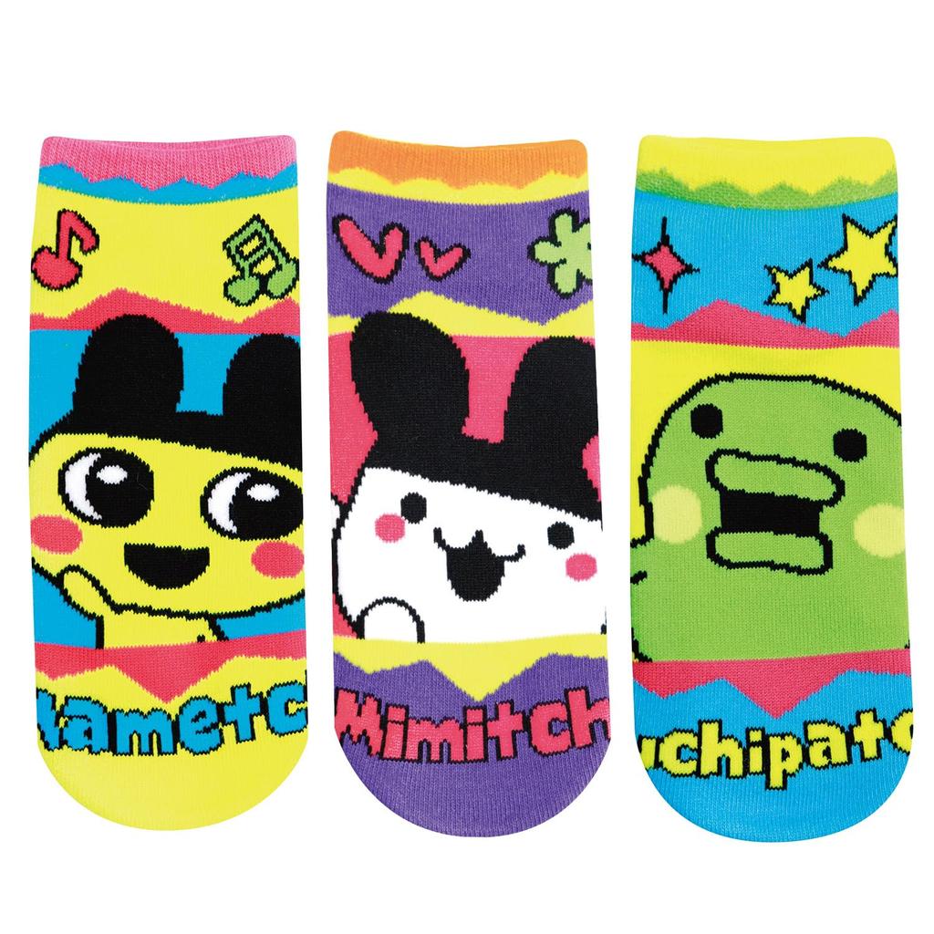 Tamagotchi Vivid Socks (3-Pair Set) - MametchiMimicchiKuchipatchi