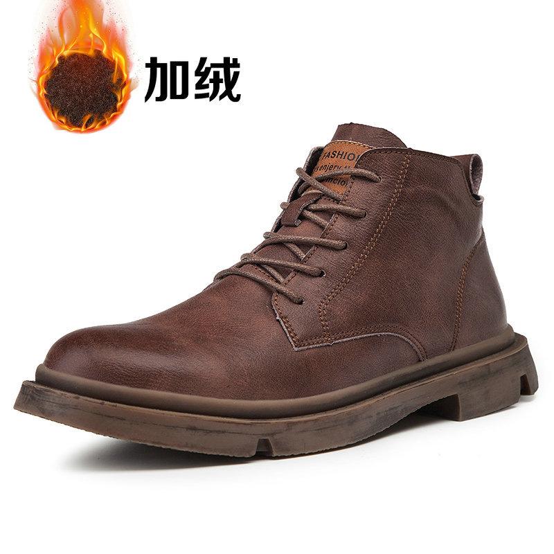 New Martin boots men's shoes spring and autumn boots medium top men's boots British high top short boots casual tooling shoes