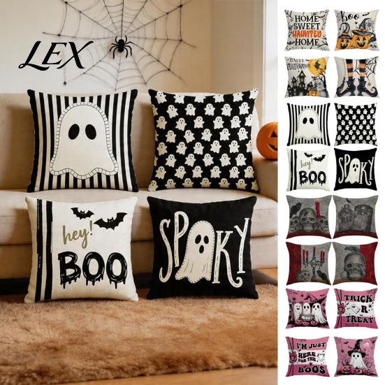Universal Sofa Cushion Protectors Halloween Ghost Cover, Spooky Skull Throw Pillow 18x18 Cute Print Home Textiles Inch Case for Living Room