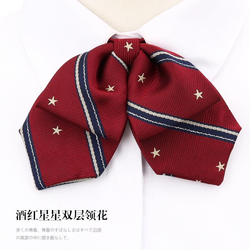 Japanese And Korean Version Of Female Collar Flower Double-Layer College Wind Ribbon Free Jk Bow Bow Graduation Photo Tie Sailor Suit