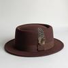 Vintage Pork Pie Hat For Men Wide Brim Felt Black Fedora Church Jazz Ribbon Trilby Panama Gangsters Caps Gentleman'S Style