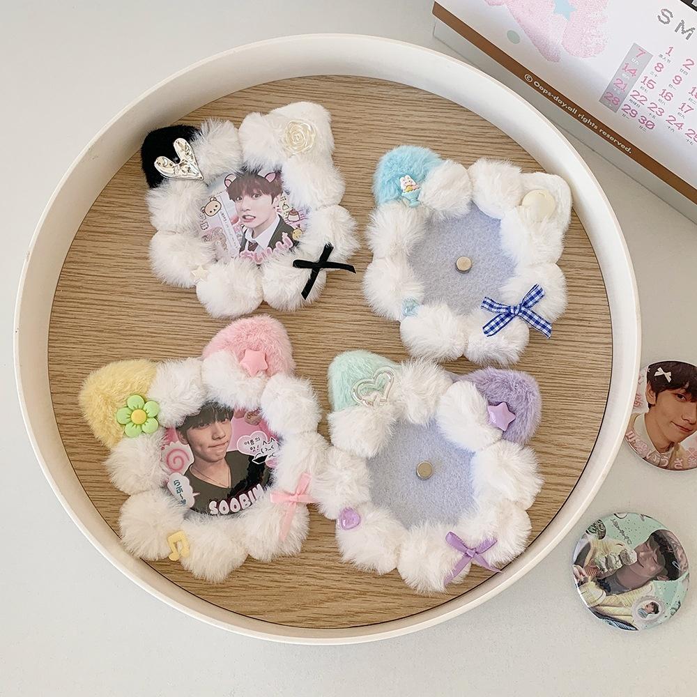 Cute Cat Ear Badge Holder School Student Picture Decoration Unique Pain Bag Accessory Plush Badge Display Pendant Charming