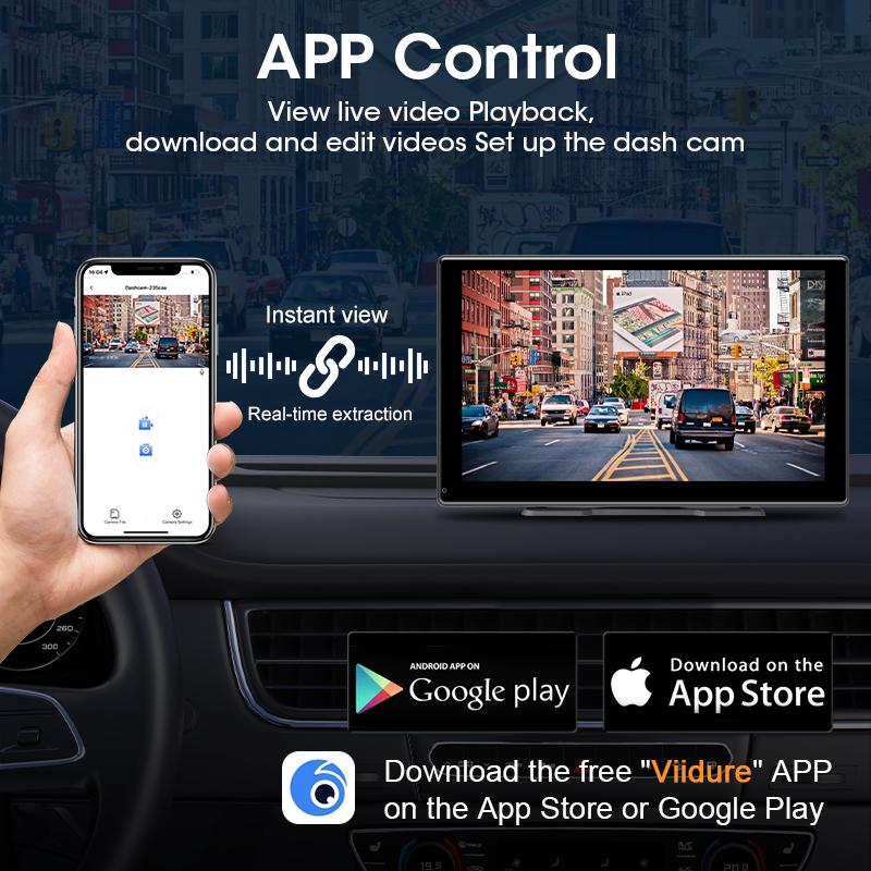 Srnubi 2.5K 9 inch Dash Cam Car DVR Wireless Carplay&Android Auto GPS Navigation Video Recorder Dashboard Dual Lens Wifi FM AUX