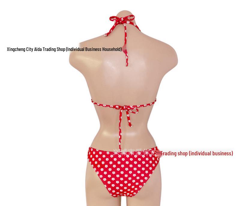 Thailand Sexy Print Bandeau Holiday Swimsuit Set for Women