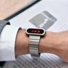 BENLYDESIGN Unique Metal Watch, OLED Display Men's Digital Watch, Lift-to-Wake Screen, Stainless Steel Strap, Silver, Red. Vintage, Retro. Unique.