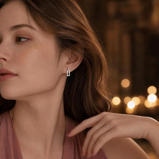 1 Pair Gold Plated Stud Earrings for Women, Minimalist Geometric Earrings, Small Rectangular Earring Jewelry