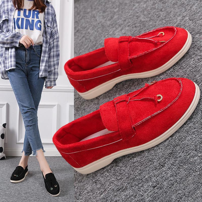 Foreign Trade 2025 Large Size Women's Shoes 43 Soft-soled Loafers Flat-soled Casual Doudou Shoes One-pedal Lazy Women's Shoes