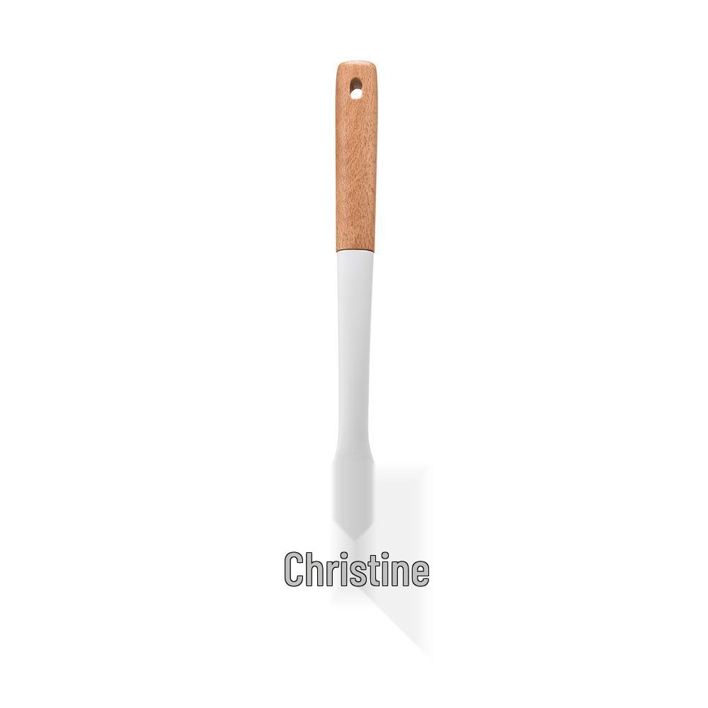 Wooden Handle 8-Piece Silicone Kitchen Utensil Set: Heat Resistant, Non-Stick Silicone Ladle, Spatula, Slotted Spoon with Storage Bucket.