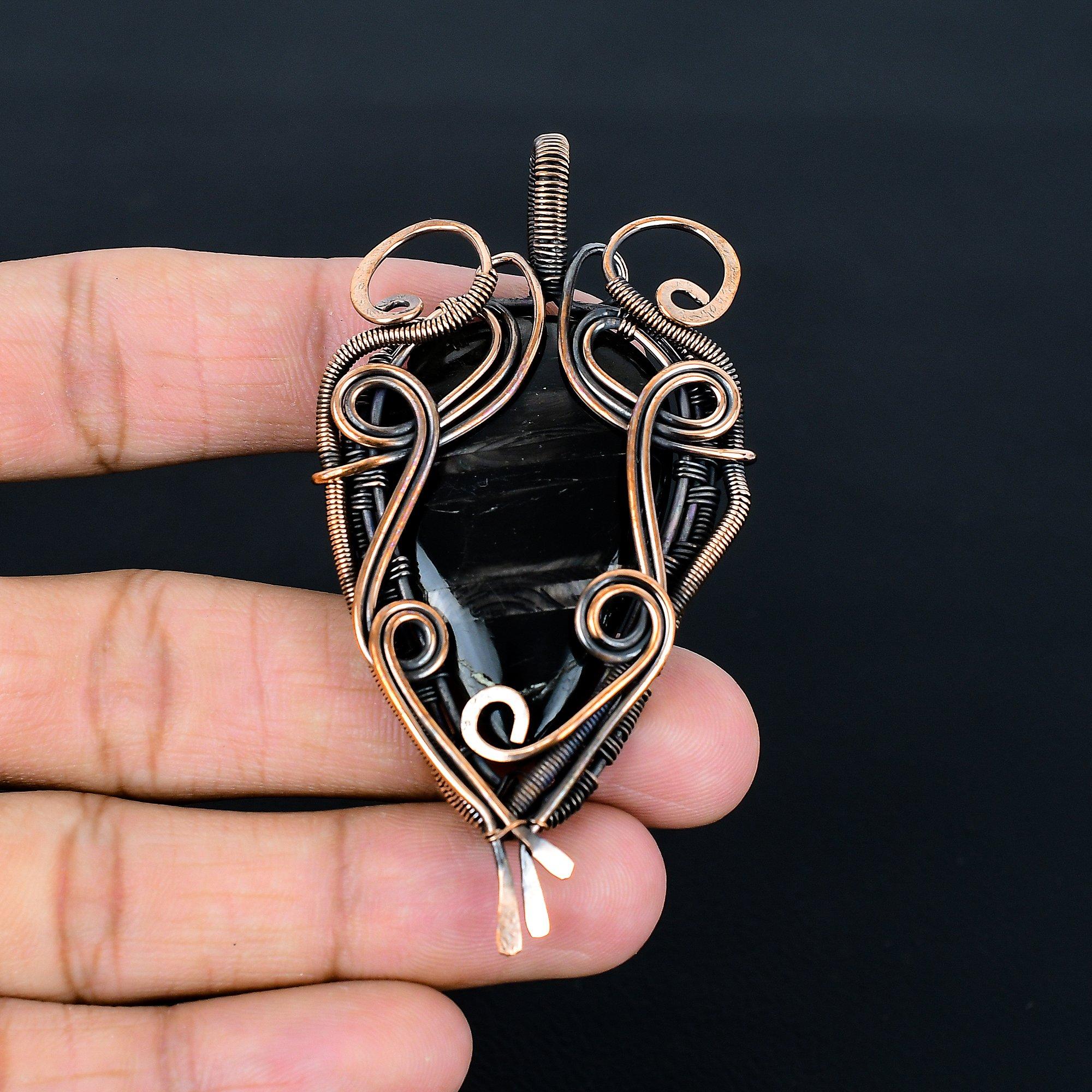 

Hypersteen 999 Copper Wire Wrapped Pendant, Handmade Gemstone Jewelry Pendant Gift For Birthday
