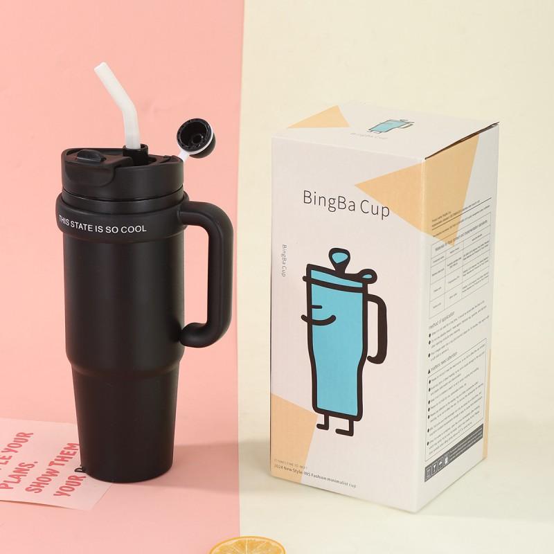 Large Capacity Vacuum Insulated Stainless Steel Travel Mug With Straw 30oz Double Wall Cup Car Office Outdoor Use