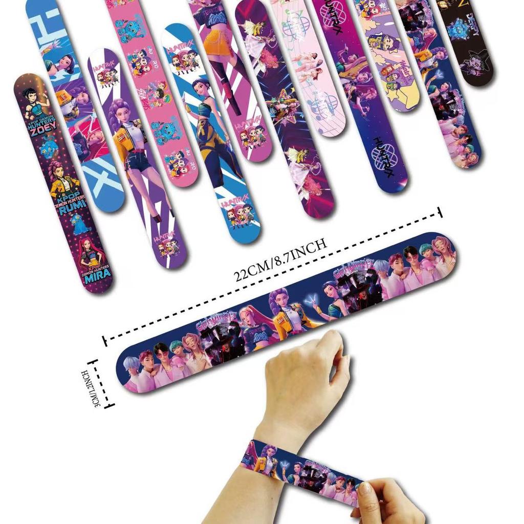 12pcs Theme Slap Bracelets Set Wristband Toys Set for Kids Birthday Party Favors Pinata Fillers Goodie Bag Gifts