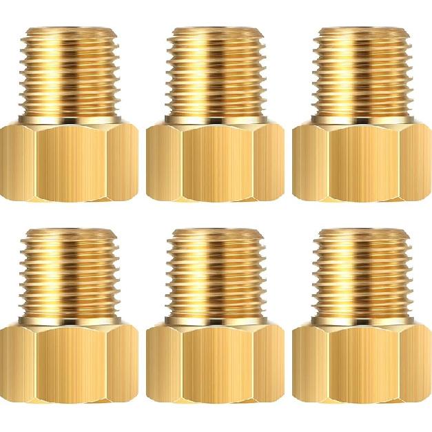 Frienda 1/4 Inch Male NPT X 1/4 Inch Female Inverted Flare Propane Fitting NPT Reducer Brass Female Pipe Adapter Brass Bushing Reducer Threaded Pipe