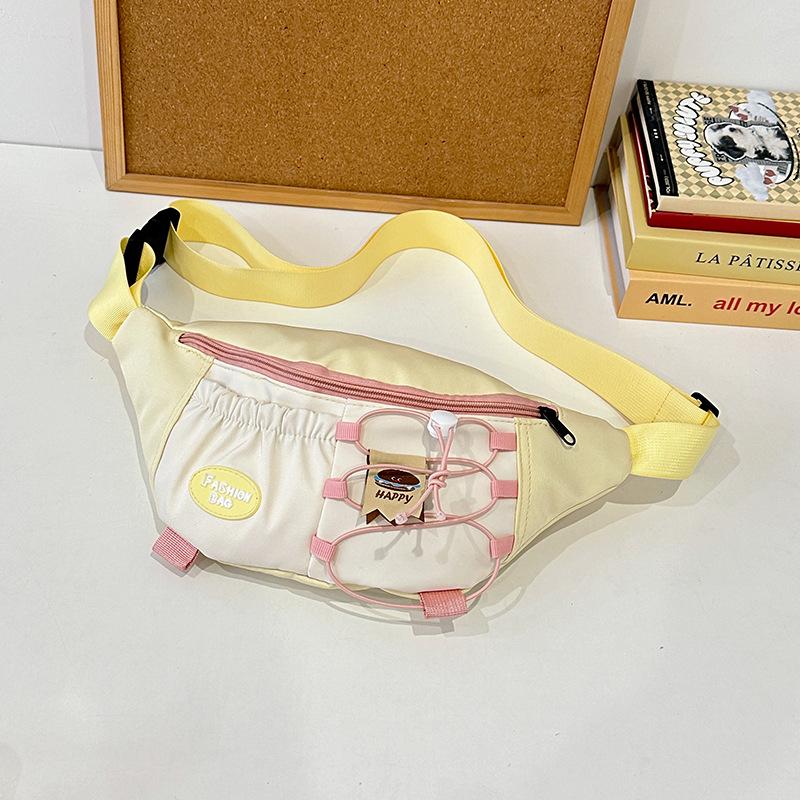 Japanese Cute Contrasting Colors High-value Breast Bag Women's Niche Design Drawstring Messenger Bag Girl Versatile Sports Diagonal Span Bag