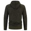 Men’s Hooded Knit Cardigan: Thick Velvet, Solid Color Winter Sweater Jacket