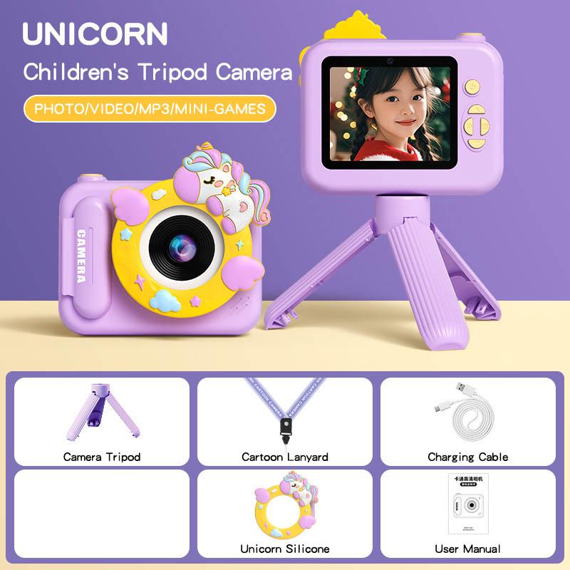 New Children's Digital Camera 1080P High-definition Recording Front And Rear Dual Cameras Cartoon Kids Camera Toy Gift